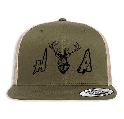 Yupoong Retro High Profile Trucker Hat  Moss Green / Khaki